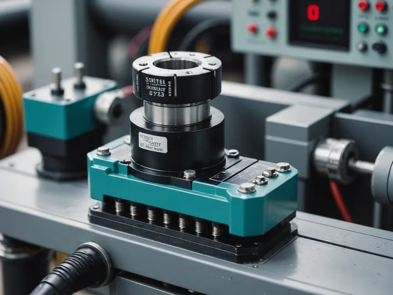 Close-up of measurement sensor clipped onto transformer terminal bushing at substation
